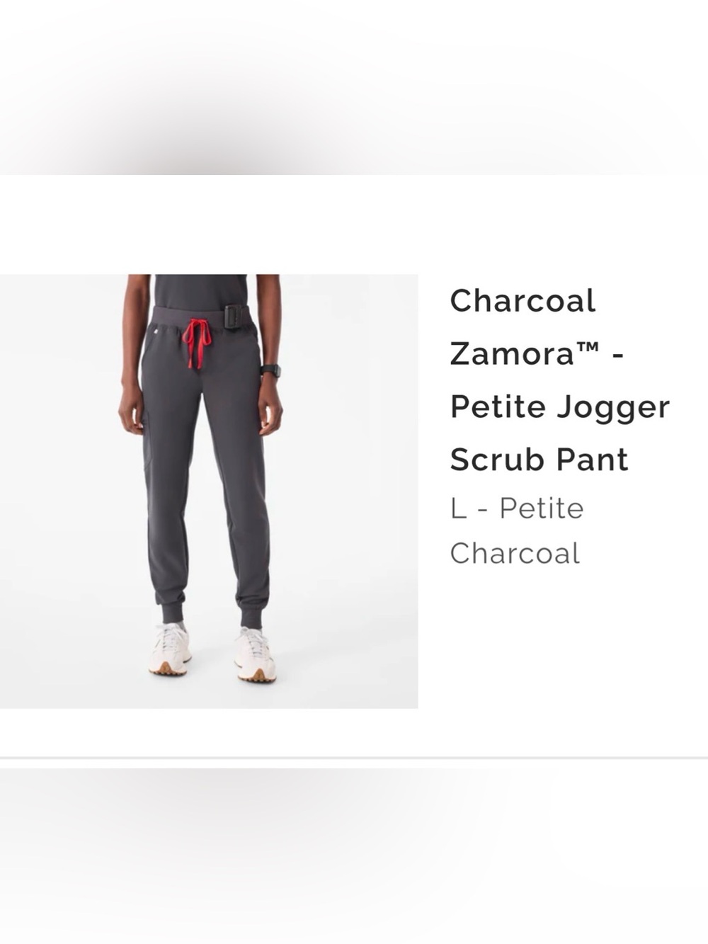 Figs Charcoal Jogger Scrub Pants with Red Drawcord